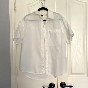 This is an H&M small oversized button up top that is short sleeved.